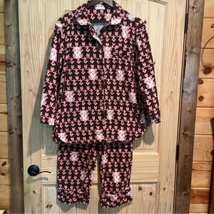 Charming Pink and Brown Women's Flannel Pajama Set